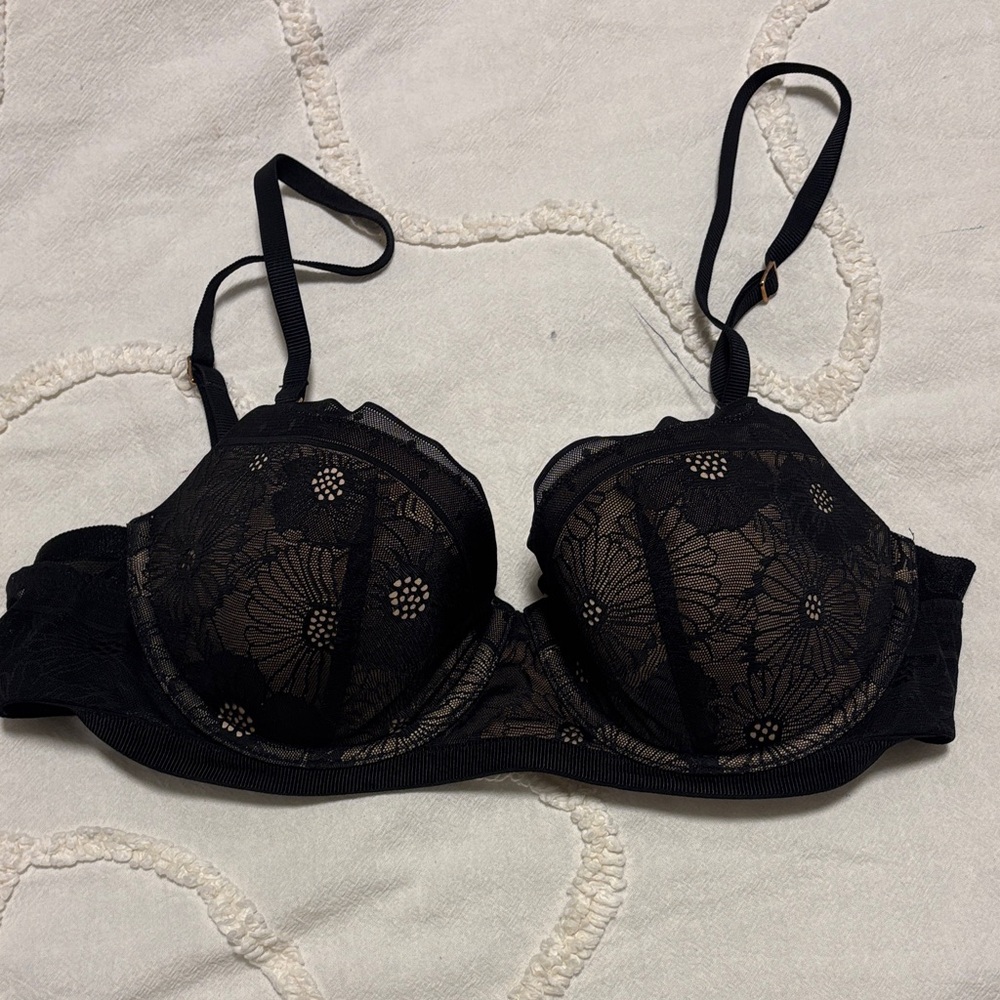 Aerie Black Floral Lace Bra